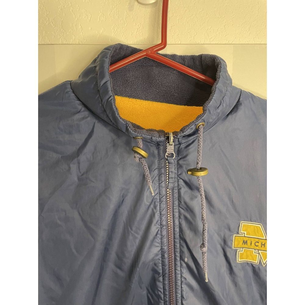Michigan Wolverines Reversible Anorak Fleece Pullover Jacket Navy Yellow Mens 2X - Picture 16 of 16